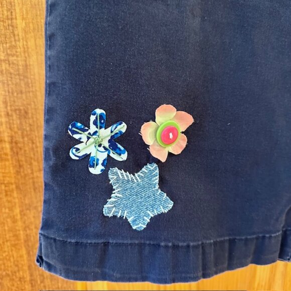 Briggs Cotton Spandex blend Blue Patchwork Recycled Upcycled Capri Pants Size 18 - Picture 5 of 8